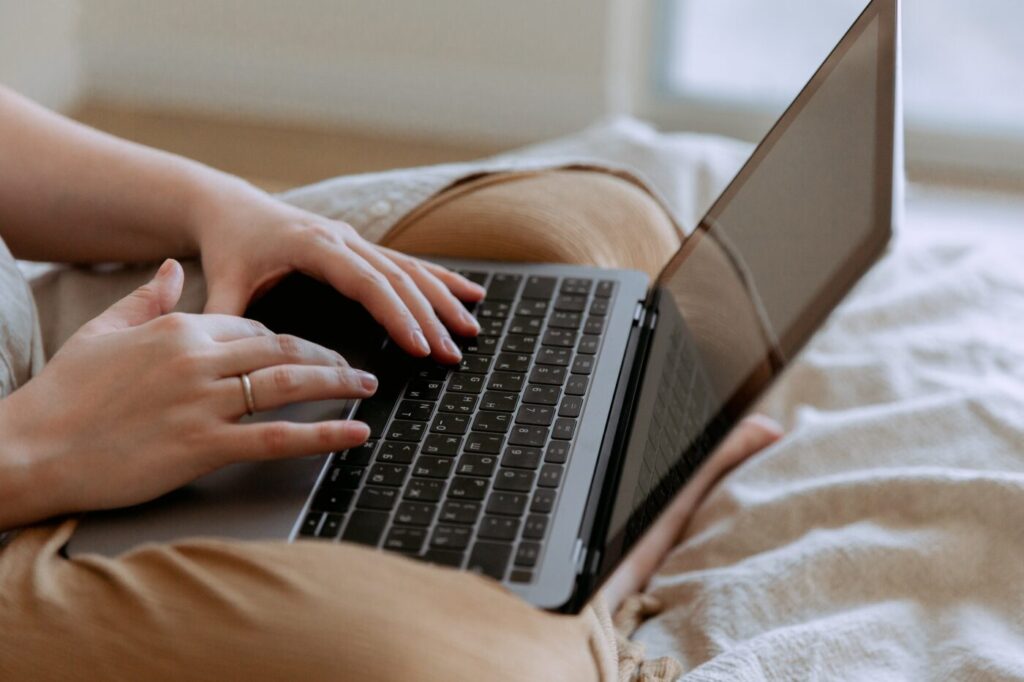 Woman using laptop